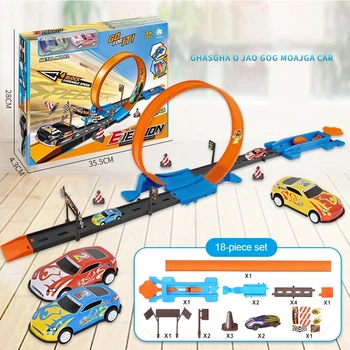 1:64 Spor Legetøj Racing Circuit Bil Musik Katapult Tog DIY Trafik Toy Interaktive byggesten Gave