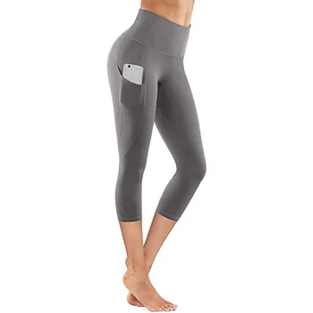 2021 Yoga Pants med en Lomme Slank Sportstøj til Kvinder, Fitness Tøj, Høj Talje Kalv-Længde Bukser Damer Bukser FITNESS Bukser