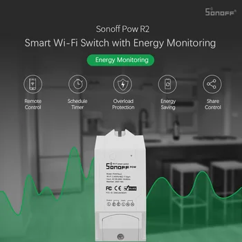 Sonoff Pow R2 Smart Home Wifi Skifte Controller Realtid Strømforbrug Måle App Fjernbetjening Google Startside Alexa