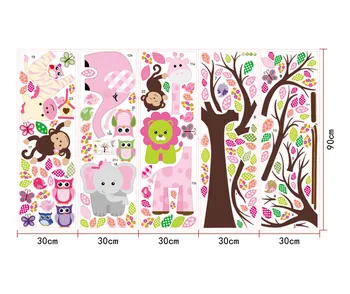 Seneste XXL Tegnefilm Dyr, Zoo Ugle Butterfly Abe Wall Stickers til børneværelset Home Decor Farverige Træ Decal Holde fast på Væggen