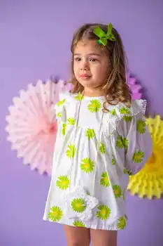 Flaneur Baby Girl Blomster Daisy Kjole Og Taske 2 Stykker Sat Til Sommer 2021 Høj Kvalitet Casual Til Toddler Kids Outwear