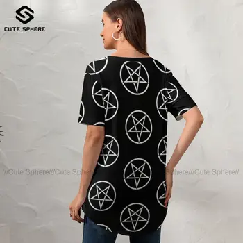 Baphomet T-Shirt Dame, Nye Mode Casual T-Shirt Med O-Hals Og Print Short Sleeve Tee Shirt-Large