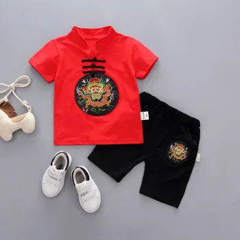 2021 Nye Baby Kinesisk Stil, Korte Ærmer, der Passer Fashion Børn Sommer Tøj Drenge og Piger, To Stykker af Sommer Tøj