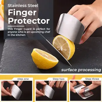 Nye Rustfrit Stål Finger Protector Guard Finger Hånd Skære Hånd Kniv Skæres Finger Beskyttelse Af Køkkenknive & Tilbehør
