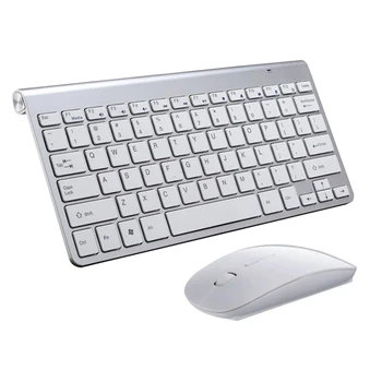 2,4 G Trådløse Tastatur i Rustfrit Stål, Ultra Slanke Tastatur til Computeren/Desktop/PC/Laptop/Overflade/Smart-TV