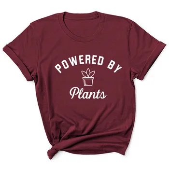 DREVET Af Planter Brev Print Kvinder T-Shirt med Korte Ærmer ONeck Løse Kvinder Tshirt dame t-Shirt, Toppe Tøj Camisetas Mujer