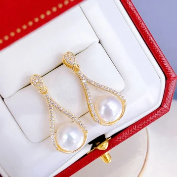 3 Forskellige Design Naturlige Perle Smykker Dingle Øreringe Til Kvinder Ferskvandsperle Øreringe