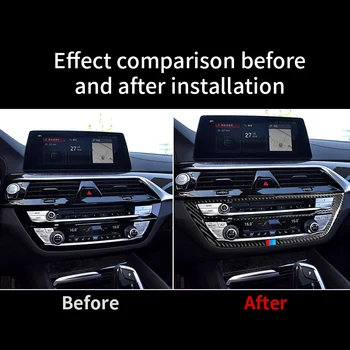 Carbon Fiber Strip Aircondition CD-Panel Dekorative Dække Trim Indvendigt Tilbehør Bil Styling Klistermærke til BMW G30 Serie 5