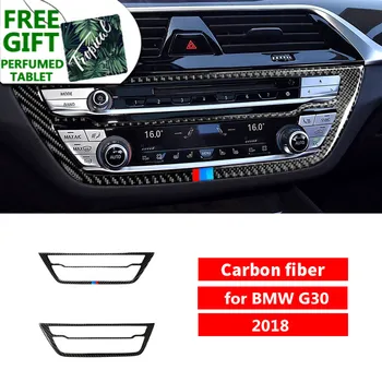 Carbon Fiber Strip Aircondition CD-Panel Dekorative Dække Trim Indvendigt Tilbehør Bil Styling Klistermærke til BMW G30 Serie 5