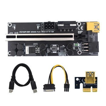PCI Express 16x til 1x Drevet Riser-Adapter-Kort, USB 3.0 6-Pin PCI-E-SATA Strøm Kabel-GPU Riser forlængerkabel