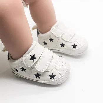 Nyfødte baby sko dreng Elsker star gummisål, non-slip baby Velcro skridt foran toddler sko 3-6 måneder