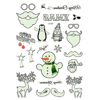 Jul Skinnende Lysende Midlertidige Tattoo Klistermærker Santa Claus Snefnug, Der Gløder I Mørke For Kids Xmas Gaver Party Dekorationer