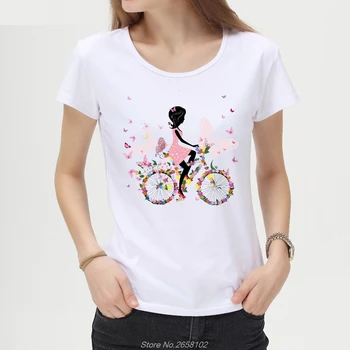 Nye Kvinder vogue Blomster Pige Trykt kortærmet T-shirt Dame Dejlige Design Toppe Nyhed Tees Blød T-Shirt Harajuku Streetwear
