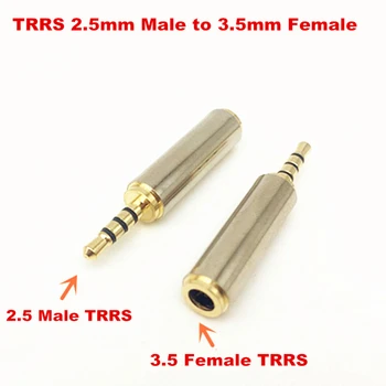 20Pcs/meget høj kvalitet TRRS Hovedtelefoner Audio-stik på 2,5 mm Male 3,5 mm Female Audio Metal legering converter Stik Adapter