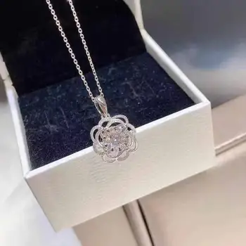 Uafhængige design diamond hule blomst-formet halskæde vedhæng luksuriøse og fremragende mousserende kvinders smykker