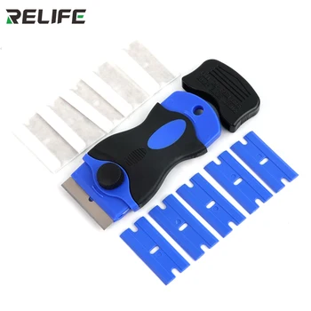 RELIFE RL-023 UV-Lim Renere Remover til Telefonens LCD-Touch Screen Skraber Reparation Værktøj med 5pcs Metal Blade+5pcs Plastic Kniv