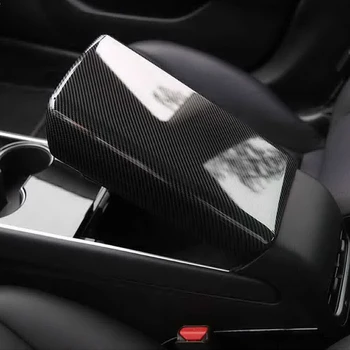 Bil Armlæn Kasse Beskyttende Cover til Tesla Model 3 2019-2021 Carbon Fiber-Panel Dekoration Dække Trim Interiør Klistermærker