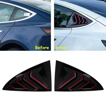 Blank Sort Bil bagfra Triple-Kantet Vindue Lameller Side Vent Dække Dekoration til Tesla Model 3 2017-2020