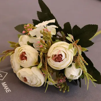 1PC Camellia Kunstig Blomst, DIY Brudebuket, Bryllup Stof Blomst Buketter Indretning Ægteskab Mors Dag Buket Te Rose