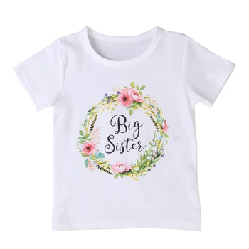 Søster Outfits Børn Tøj Nyfødte Baby Buksetrold Piger Brev Print Romper Heldragt Kids Girls T-shirt Søster Matche Tøj