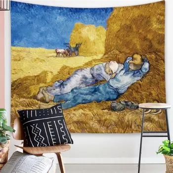 Van Gogh-Tapetet Berømte Maleri Strand Tæppe Solsikke Kunst Hjem vægdekoration Fself-portræt vægtæppe til stuen