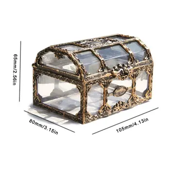 Plastik Gennemsigtig Pirat Skattekiste Krystal Perle Smykker Boks Opbevaring Arrangør Brystet Treasure Box Til Smykker Perle Nipsting Box