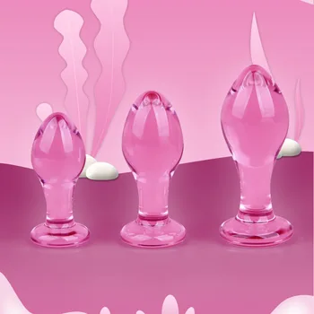 Pink Krystal Glas Udgående Anal Dilator Mand/Kvinde Strapon Anal Dildo, G-Spot Stimulation Butt Plug Røv Plug Anal Perler S/M/L.