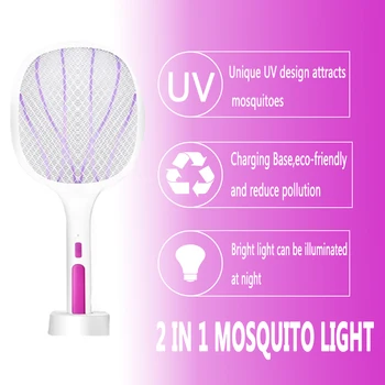 To-i-En 10 LED Fælde Mosquito Killer Lampe 3000V Elektriske Bug Zapper USB-Genopladelige Sommeren Flyve-Swatter Fælde Flyver Insekt.