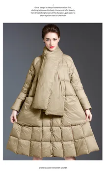 Nye A-formet koreanske version karamel farve tyk dunjakke kvinder, dame, abrikos, mid-længde løs frakke kvindelige vinter brød jakker
