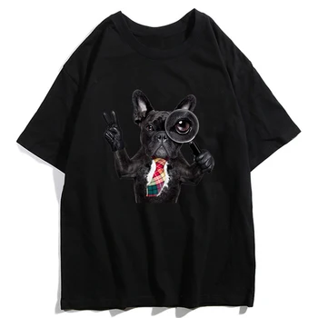 CLOOCL Pet-Hunde-fransk Bulldog-Cotton T-shirt Mode Sommer Cool Forstørrelse Printet Skjorte Harajuku Casual Skjorte Streetwear t-Shirts