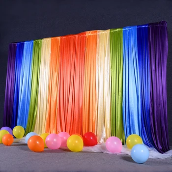 Ice silke regnbuens farver bryllup baggrund gardin drapere bryllup forsyninger børn fødselsdag baggrund til fest arrangement Bundet/Pip