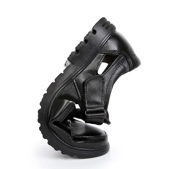 Sko til mænd 2021 mode åndbar ensfarvet læder sommer sko mænd sandaler hule, non-slip velcro casual sneakers til mænd