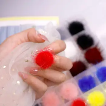 24Pcs/Max Nail Hair Ball Sæt Aftagelig Kugle Bløde 3D Puffy Pom Pons Kit Smykker Manicure Tilbehør DIY Negle Dekoration