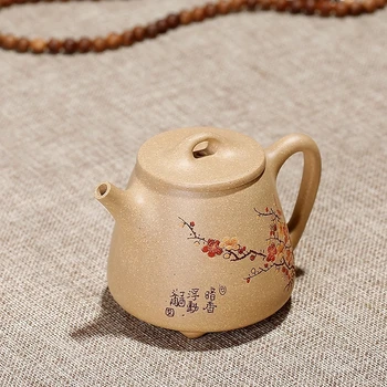 220ML Lilla Ler Tekande Håndlavet malet Yixing Berømte Kung Fu Zisha Te Pot Høj Kvalitet te gave Gratis Fragt