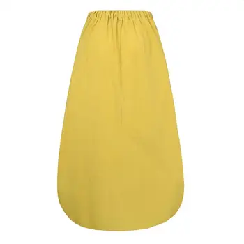 Kvinder sommer Nederdel med Høj Talje ensfarvet Bomuld Blanding Store Hem Lomme Maxi Nederdel Streetwear til Fest Elegant Nederdel 2021 ny