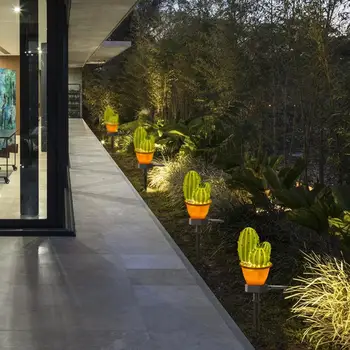 Solar LED Græsplæne Lampe Kaktus Spike Jorden Lys til Udendørs Landskab Have 2021 Nye Hot Have Lampe Støtte Dropshipping