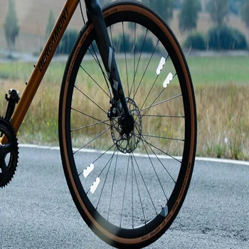 Lysende Klistermærker,8stk cykelhjul Talte Reflektor med Vandtæt Anti-Olie Polyester Forklæde-Beige