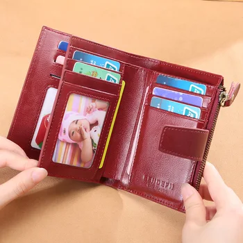 Simpel lille tegnebog mode multifunktionelle retro mønt pung i ægte læder tegnebog kort hånd 2021 kvindelige koreanske version