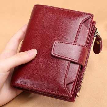 Simpel lille tegnebog mode multifunktionelle retro mønt pung i ægte læder tegnebog kort hånd 2021 kvindelige koreanske version
