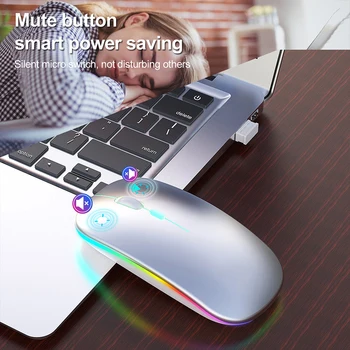 Farverig Belysning 2,4 GHz Intelligent USB-Modtager Bærbar Til Gaming Laptop Genopladelige Trådløse Mus 1600dpi Lav Støj