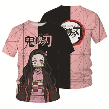 Anime Demon Slayer kortærmet T-Shirt Tanjirou Kamado 3D Printede Grafiske Tees Casual Pendler Studerende Tshirt Tegnefilm Toppe