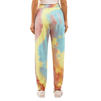Kvinder Mid Rise Snor Sweatpants Farverige Tie-Dye Print Løs Jogger Bukser Kører Bukser Loungewear med Lommer