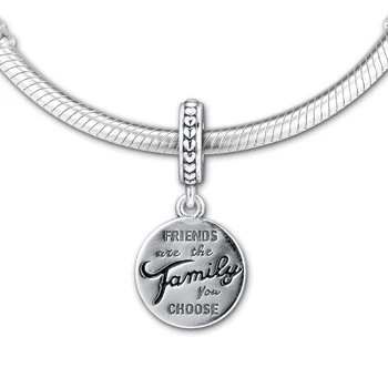 Ægte 925 Sterling Sølv Venner Er Familie Dingle Charme Metal Perler til smykkefremstilling Passer Oprindelige Armbånd Bijoux Femme