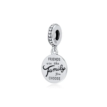 Ægte 925 Sterling Sølv Venner Er Familie Dingle Charme Metal Perler til smykkefremstilling Passer Oprindelige Armbånd Bijoux Femme