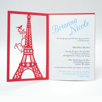 Hot salg romantisk tower-stil bryllup invitationer kort