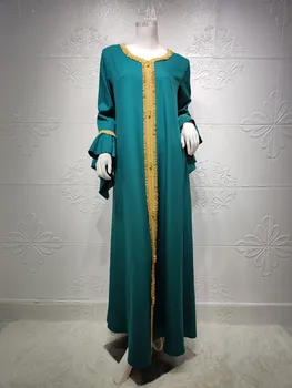 Jalabiya Muslimske kvinder kjole sommeren flare ærmet Kaftan Jebba lange maxi kjole femme vestiods Ramadan Arabe 2021 Islamiske dress