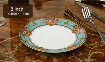 4stk sæt, 8inch, fine bone china middag sæt plader, Thailand design, porcelænsplade platte, dybt mad plade køkken, buffet