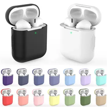 Solid Farve Silikone For AirPods Case Cover For Apple Wireless Hovedtelefoner Beskyttende Sag Øretelefon Beskyttende Øretelefon Sag