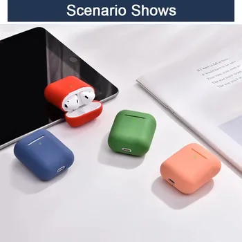 Solid Farve Silikone For AirPods Case Cover For Apple Wireless Hovedtelefoner Beskyttende Sag Øretelefon Beskyttende Øretelefon Sag