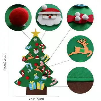 DIY Følte Mini juletræ For Børn Væg nytår Gaver Legetøj Træ, Håndlavet Døren Væggen Hænger julepynt Dekoration